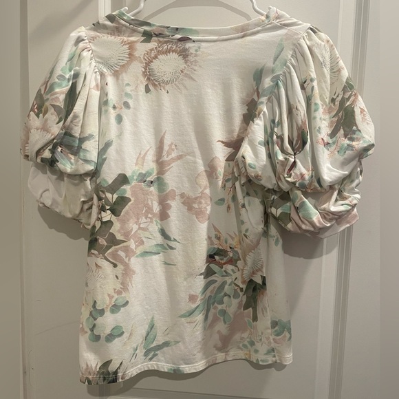 Express Floral Skimming Scoop Neck Puff Sleeve Tee - Picture 4 of 5